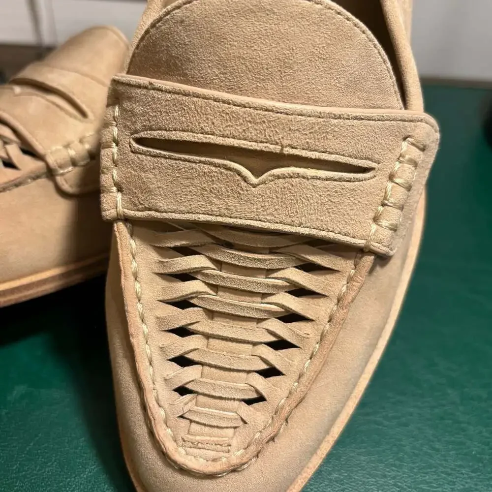 Vince Camuto Caylas Woven Suede Penny Loafers in Beige Sz 8 W - Picture 12 of 16